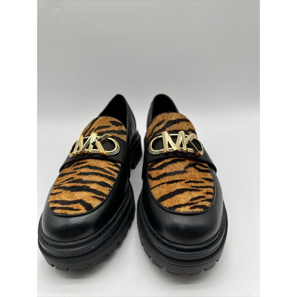 Michael Kors Women's Parker Leather and Tiger Printed Calf Hair Loafers 9.5M 11W - Picture 2 of 7